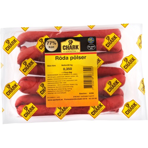 Röda pölser 350g SP Chark