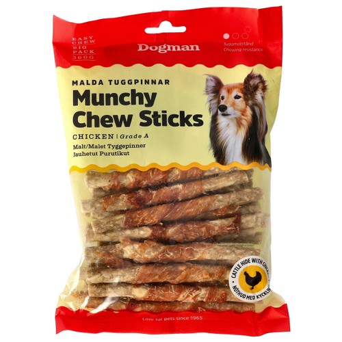 Tuggpinnar med kycklingkött 360g Dogman
