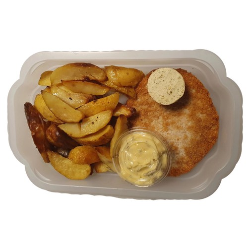 Kycklingschnitzel med klyftpotatis