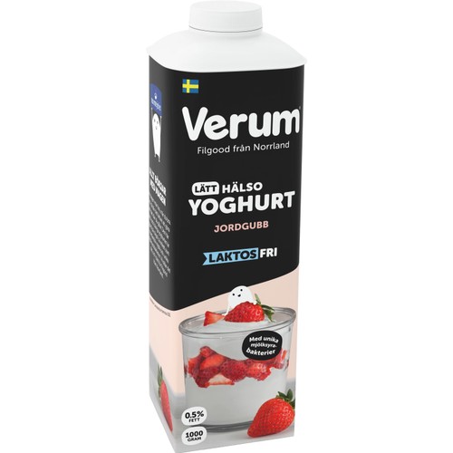 Hälsoyoghurt Jordgubb Laktosfri 0,5% 1000g Verum