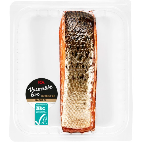 Lax Färsk Varmrökt Dubbelfilé ca 300g Miljömärkt ICA