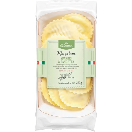 Pasta Mezze Lune Sparris och Pancetta Färsk 250g ICA Selection