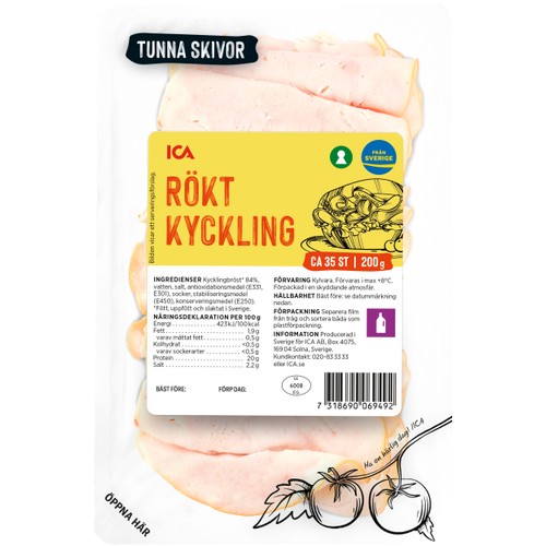 Kyckling Rökt Tunna Skivor 200g ICA