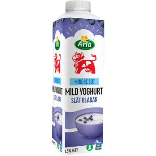 Yoghurt Mild Blåbär 1,5% lättsockrad 1000g Arla Ko®