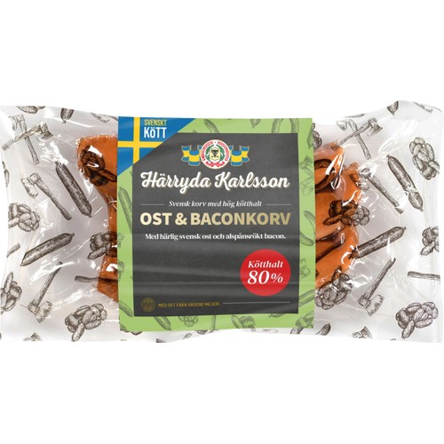 Kryddkorv Ost Bacon 210g 80% Kötthalt Härryda Karlsson