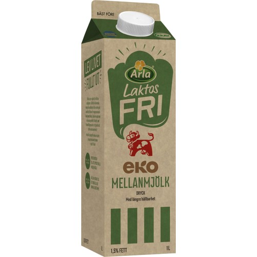 Mellanmjölkdryck 1,5% Ekologisk Laktosfri 1l Arla Ko®