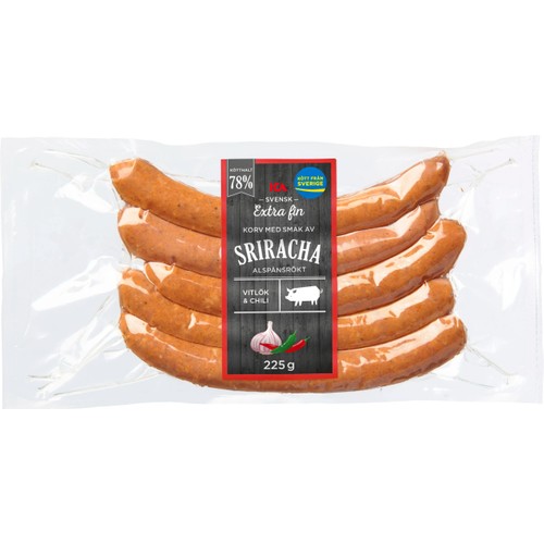 Kryddkorv Sriracha Extra Fin 78% Kötthalt 225g ICA