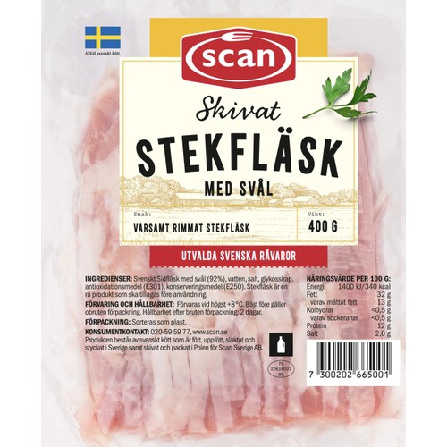 Stekfläsk med Svål Skivat 400g Scan