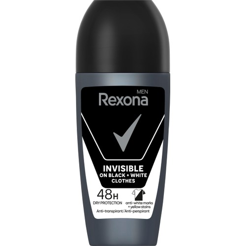 Deodorant 48h Roll On Invisible On Black & White 50ml Rexona