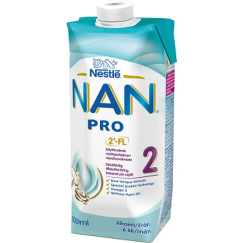 Modersmjölksersättning NAN Pro2 6mån Drickfärdig 500ml Nestle