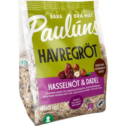 Havregröt Hasselnöt & dadel 480g Pauluns