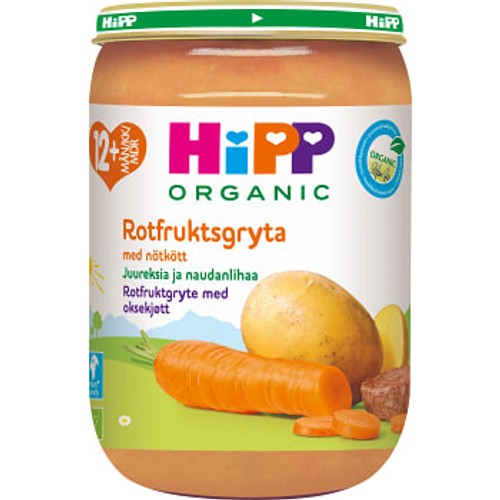 Rotfruktsgryta med nötkött Från 12m Ekologisk 220g Hipp