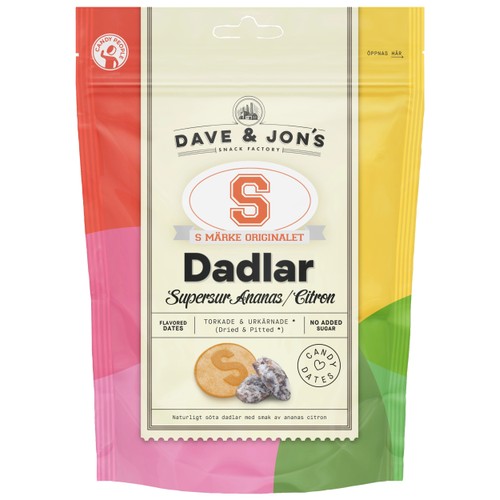 Dadlar S-Märke Sur Citron 125g Dave & Jon's