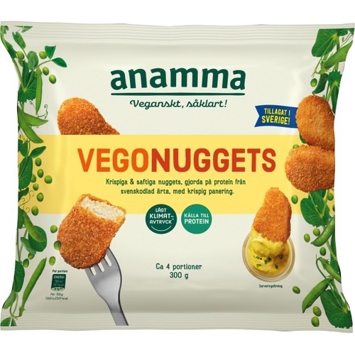 Vegonuggets av ärta Glutenfri Vegansk 300g Anamma