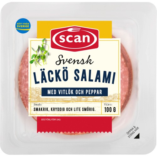 Läckösalami skivad 100g Scan