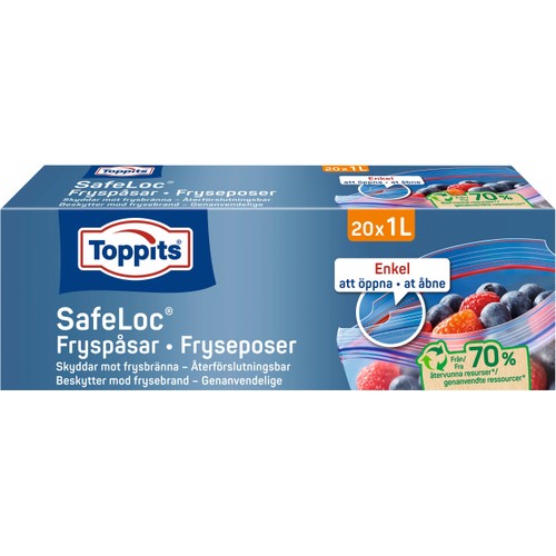 Fryspåsar med dubbelförslutning 1l 20st Toppits