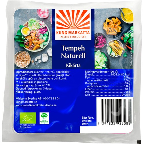Tempeh Kikärta Naturell 125g Kung markatta