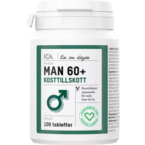 Kosttillskott Multivitamin Man 60+ 100-p ICA Hjärtat