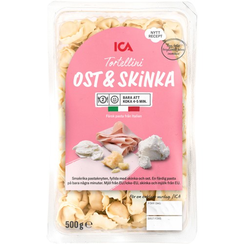 Pasta Tortellini Ost och Skinka Färsk 500g ICA