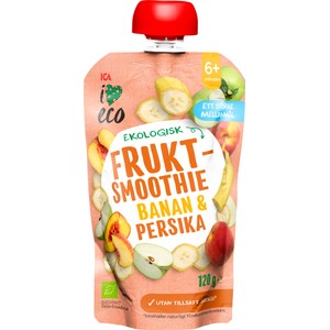 Fruktsmoothie Banan & persika 6m 120g ICA I love eco