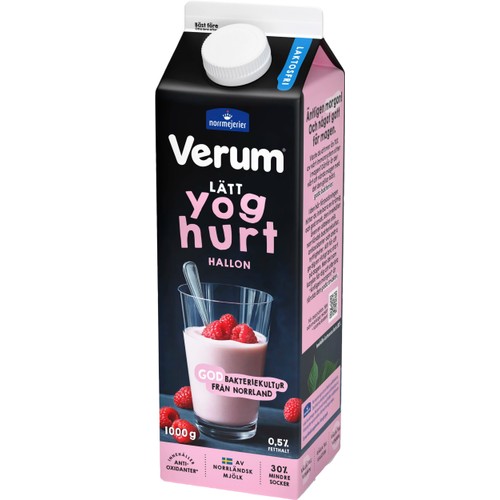 Lättyoghurt Hallon 0,5% Laktosfri 1000g Verum®