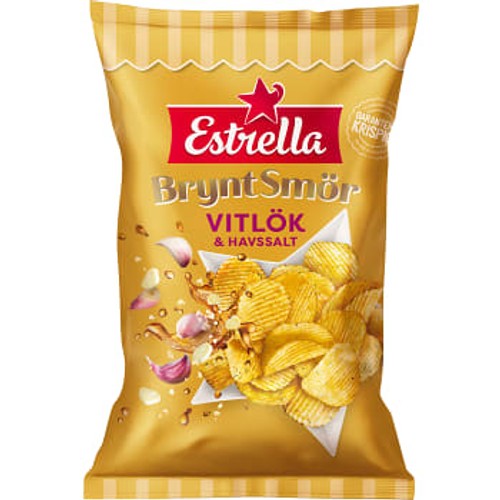 Chips Brynt Smör, Vitlök, Havssalt 275g Estrella