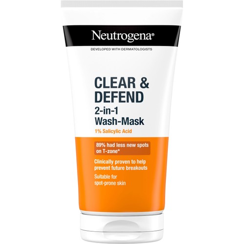 Ansiktsmask Clear&Defend  2-in-1 Wash-Mask 1% Salicylic Acid 150ml Neutrogena