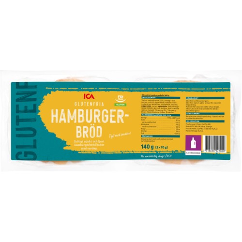 Hamburgerbröd Glutenfritt 2-p 70g ICA