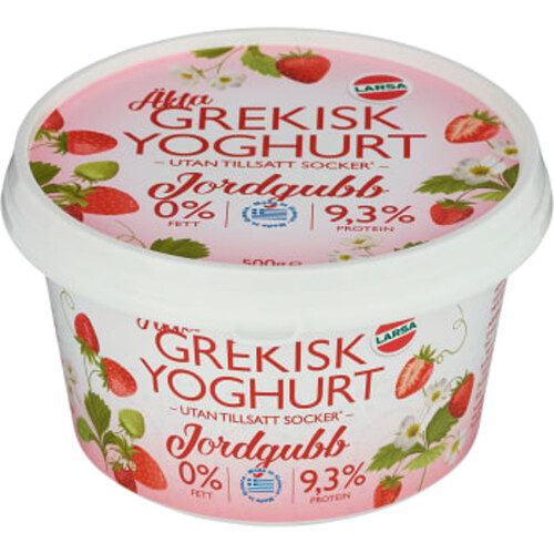 Yoghurt Äkta Grekisk Jordgubb 0% 500g Larsa Foods
