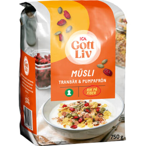 Müsli Tranbär & pumpafrön 750g ICA Gott Liv