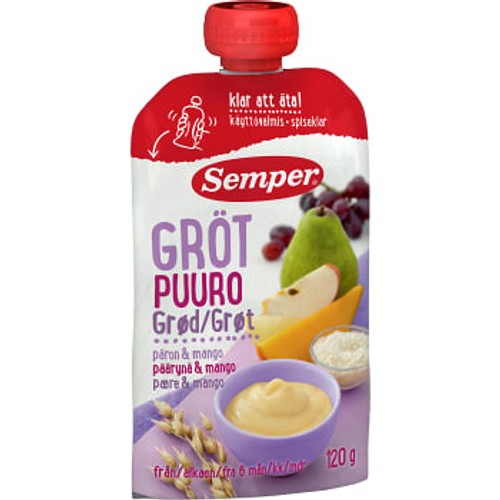 Gröt med frukt Klar att äta Från 6m 120g Semper