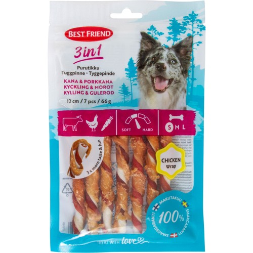 Hundtugg 3in1 Tuggpinn 66g Kyck&Morot 7st Best friend
