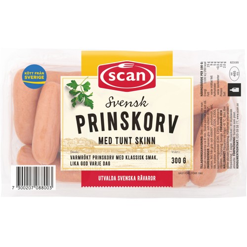 Prinskorv med skinn 300g Scan