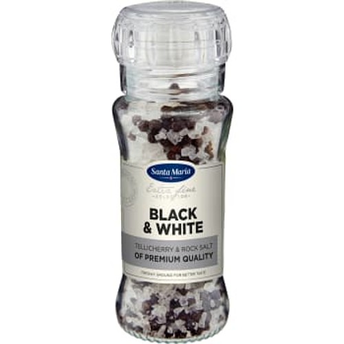 Black & white Tellicherry Peppar & bergsalt Kvarn 110g Santa Maria