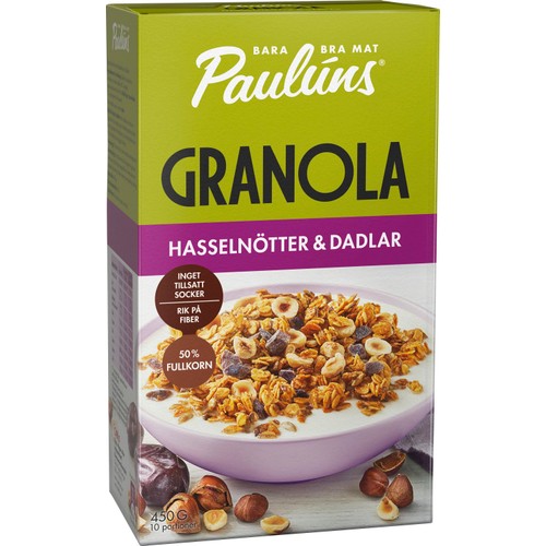 Granola Hasselnötter & Dadlar 450g Paulúns