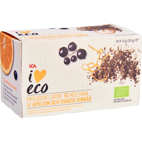 Grönt te Apelsin & svartvinbär Ekologisk 20-p ICA I love eco