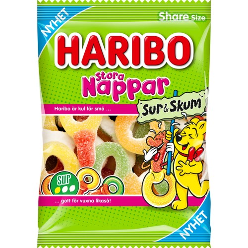 Stora Nappar Sur & Skum 150g Haribo