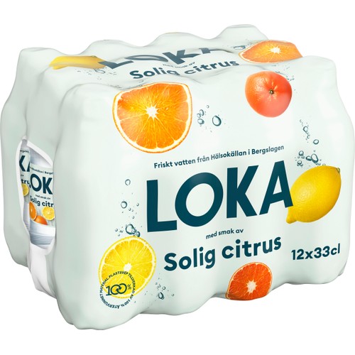 Vatten Kolsyrad Solig citrus 33cl 12-p Loka