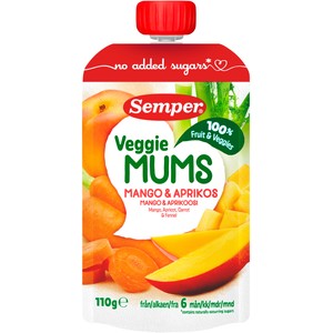 Barnmat Frukt & veggie mums mango & aprikos 6m 110g Semper