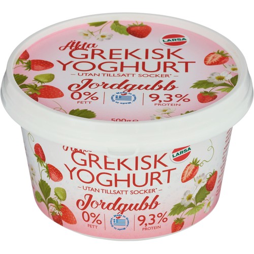 Yoghurt Äkta Grekisk Jordgubb 0% 500g Larsa Foods