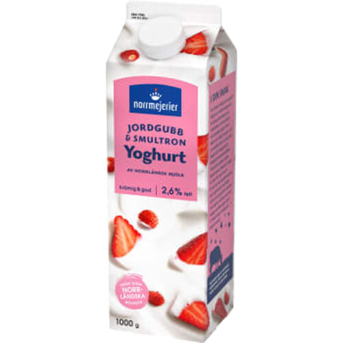 Fruktyoghurt 2,6% Jordgubb Smultron 1000g Norrmejerier