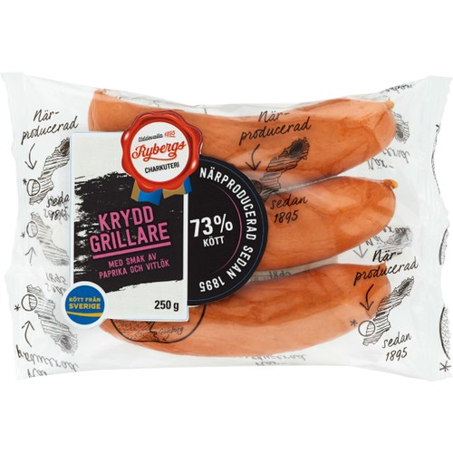 Grillkorv Kryddgrillare 73% Kötthalt 250g Rybergs