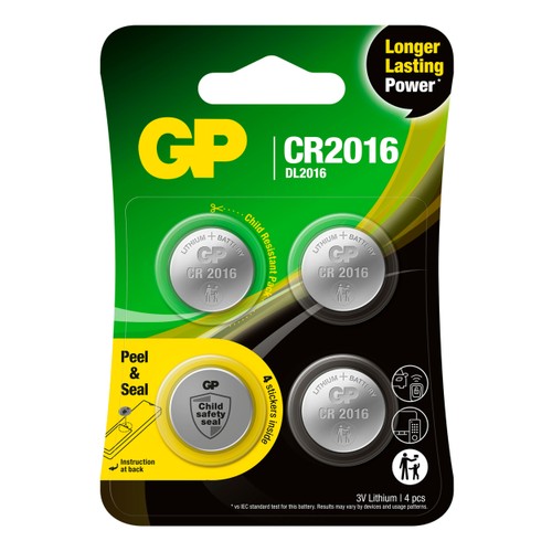 Batteri Knappcell GP Lithium CR2016 4-pack GP