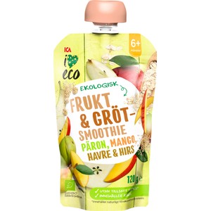 Frukt & grötsmoothie päron & mango från 6m 120g ICA I love eco