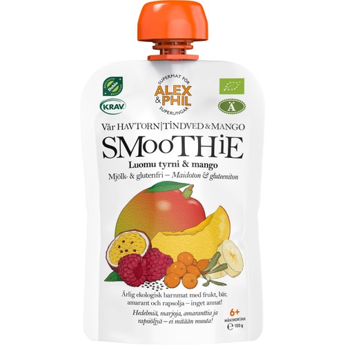 Barnmat Smoothie havtorn & mango Klämmis 6m KRAV 100g Alex & Phil