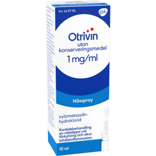 Nässpray 1mg/ml 10ml Otrivin