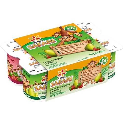 Yoghurt Safari Päron Vanilj & Hallon 6-p 125g Yoplait