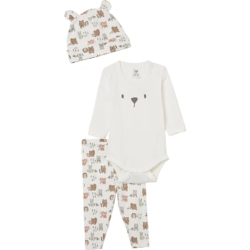 Babyset Vit m tryck strl 62 ICA I love eco