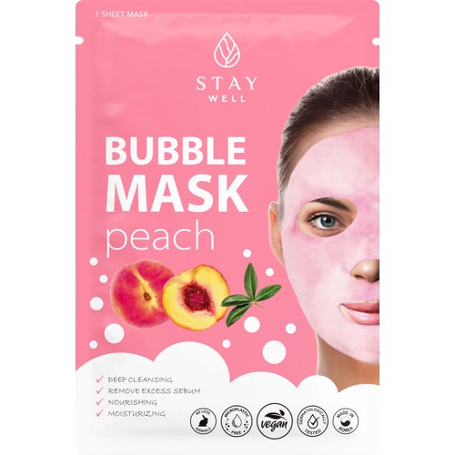Ansiktsmask Bubble Mask Peach 1-p Stay Well