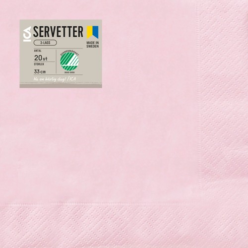 Servett Ljusrosa 33cm 20-p ICA Home